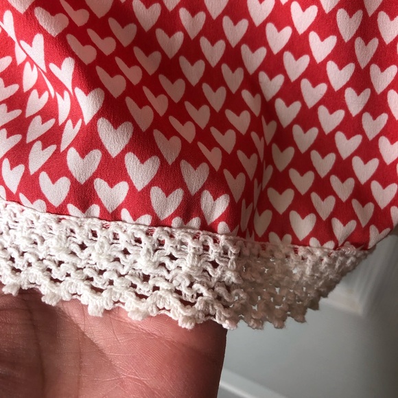 Rebellion V-Neck Red and White Heart blouse - Picture 4 of 7